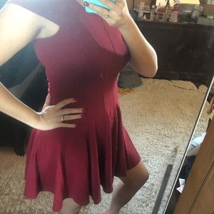Nordstrom burgundy maroon flared dress small